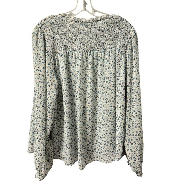 Time And Tru Womens Blue Floral Button-Front Blouse XL women - Picture 8 of 12